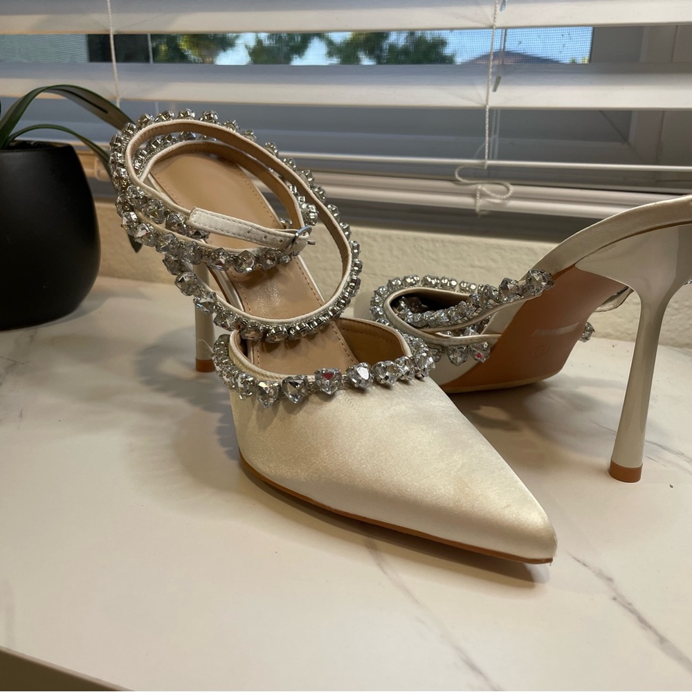 Elegant Satin Embellished Heels